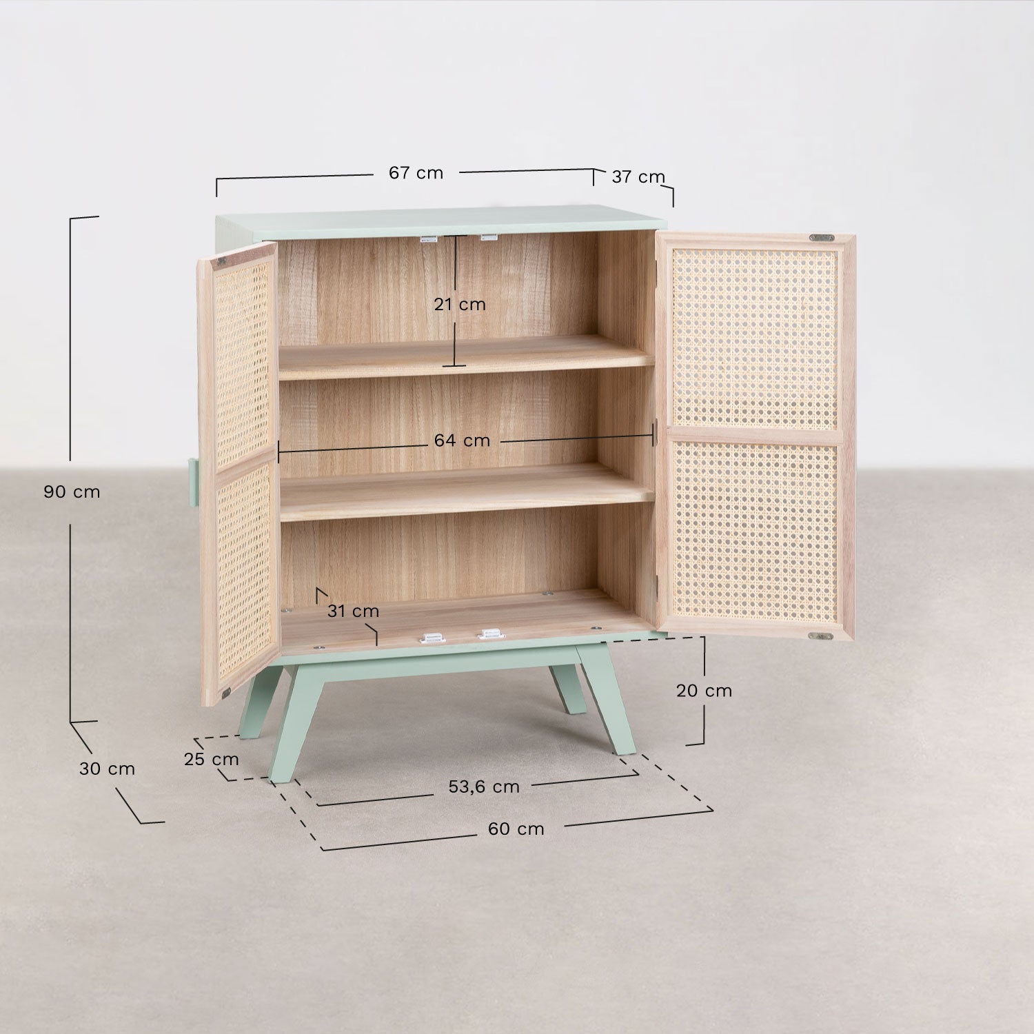 Rattan & Wooden Sideboard with Drawers | Wooden Cabinet -Aarna - Akway Furniture > Sideboards (Image 9)