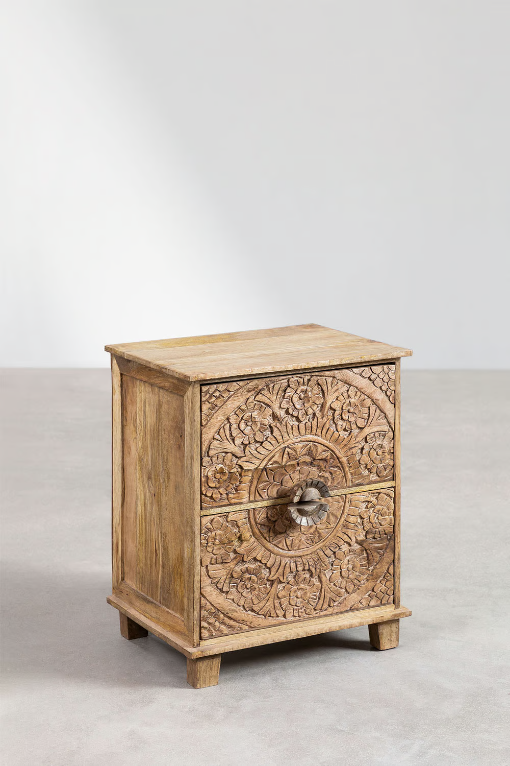 Mango Wood Nightstand with Drawers | Wooden Bedside Table - Agrima - Akway Furniture > Bedside Tables (Image 2)