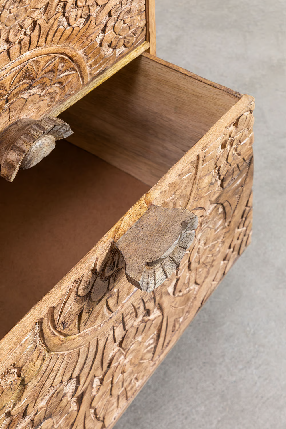 Mango Wood Nightstand with Drawers | Wooden Bedside Table - Agrima - Akway Furniture > Bedside Tables (Image 4)