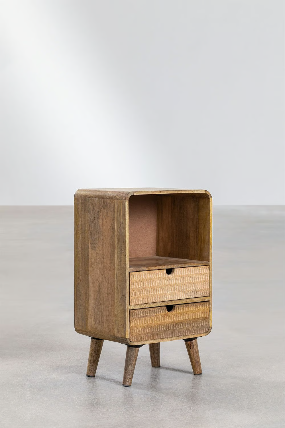 Mango Wood bedside table with storage | Wooden Bedside Table - Aaravi - Akway Furniture > Bedside Tables (Image 2)