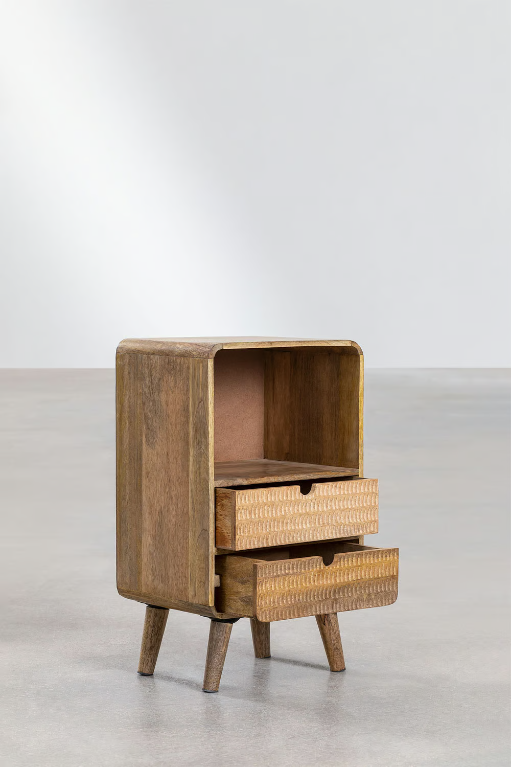 Mango Wood bedside table with storage | Wooden Bedside Table - Aaravi - Akway Furniture > Bedside Tables (Image 3)