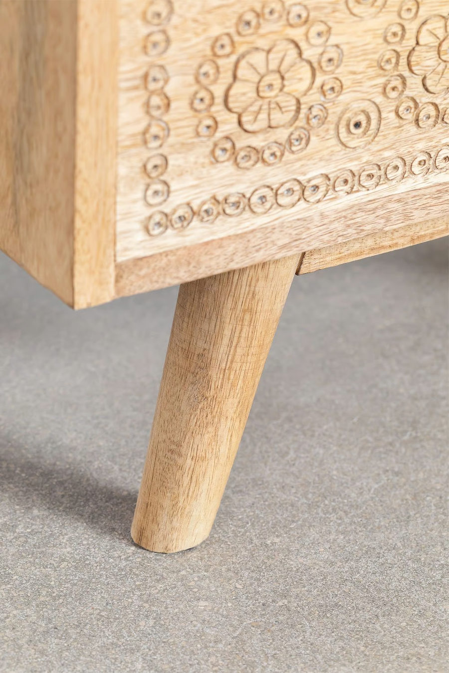 Mango Wood Nightstand Table | Wooden Bedside Table - Bhuvi - Akway