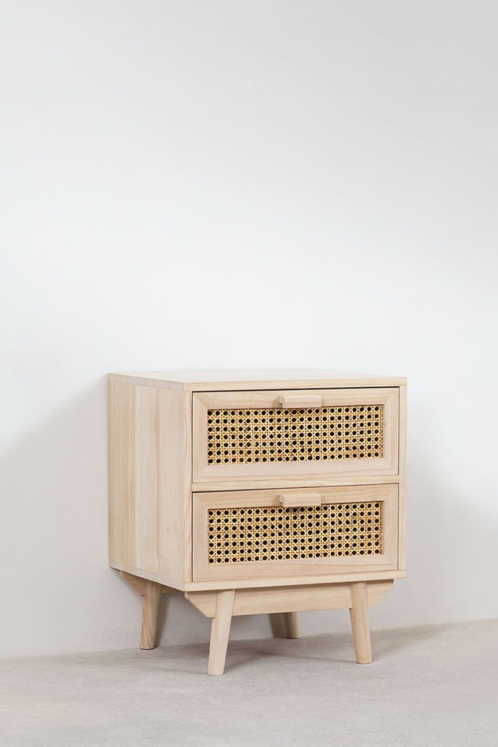 Rattan & Mango Wood Table | Wooden Bedside Table - Mira - Akway