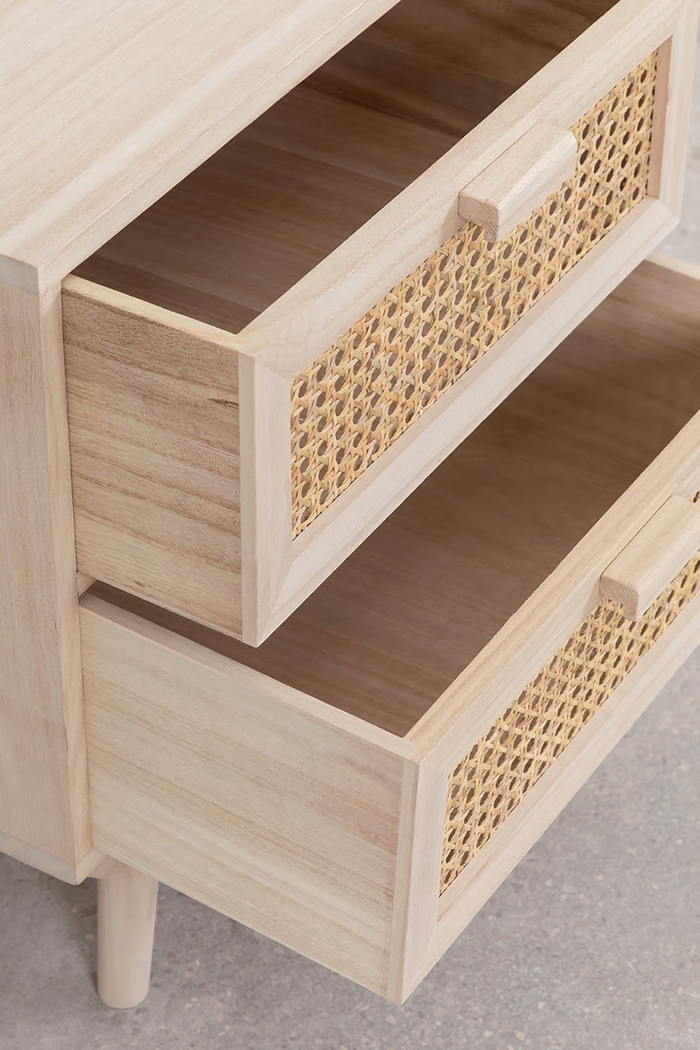 Rattan & Mango Wood Table | Wooden Bedside Table - Mira - Akway