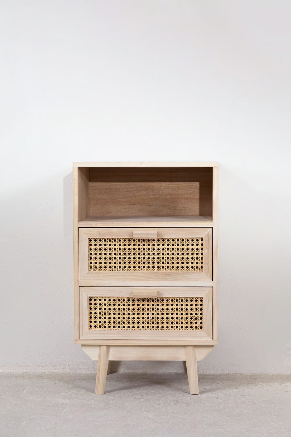 Rattan & Mango Wood Bedside Table with Drawers | Wooden Bedside Table -Agnes - Akway Furniture > Bedside Tables (Image 3)