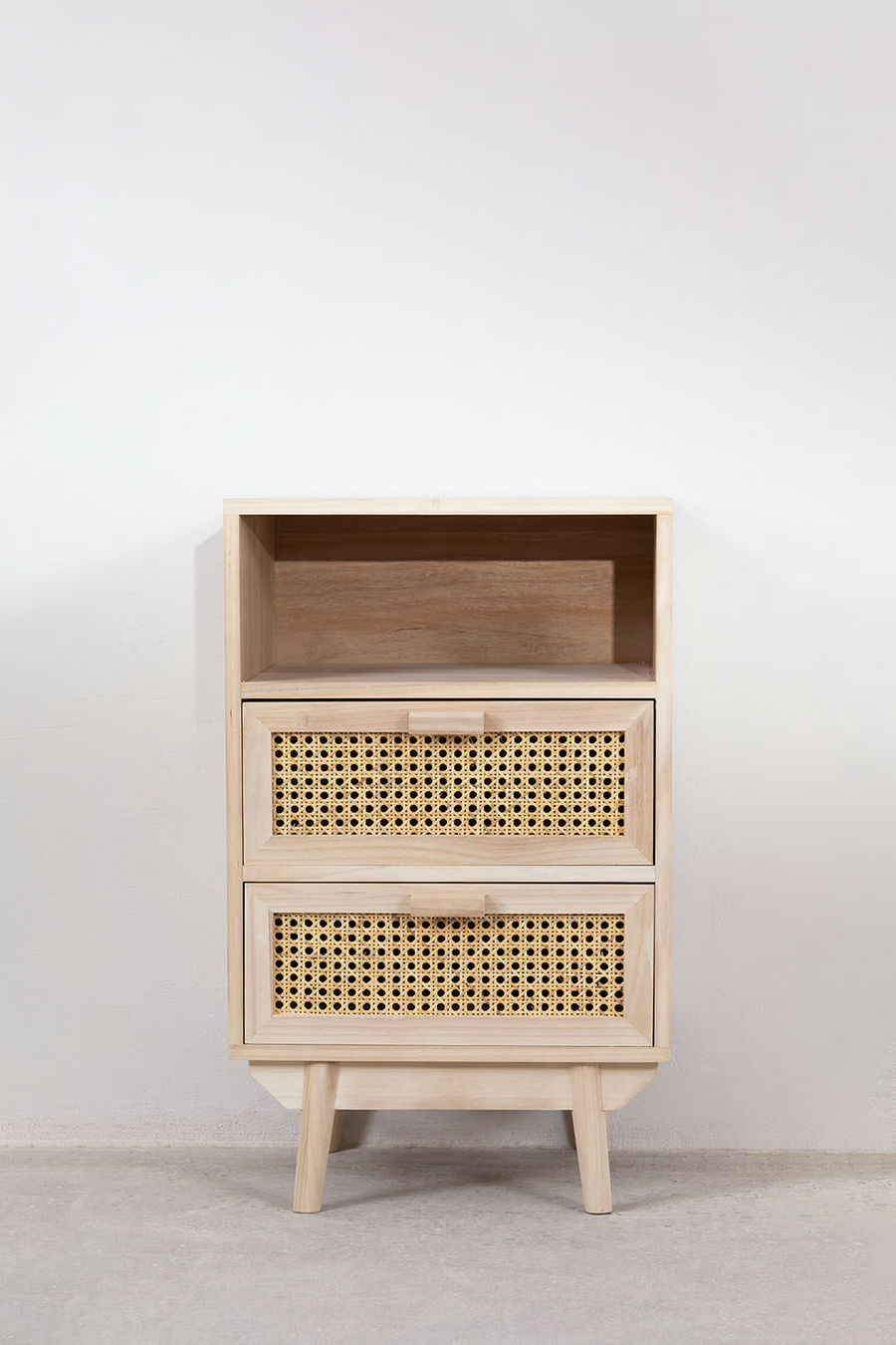 Rattan & Mango Wood Bedside Table with Drawers | Wooden Bedside Table -Agnes - Akway Furniture > Bedside Tables (Image 3)
