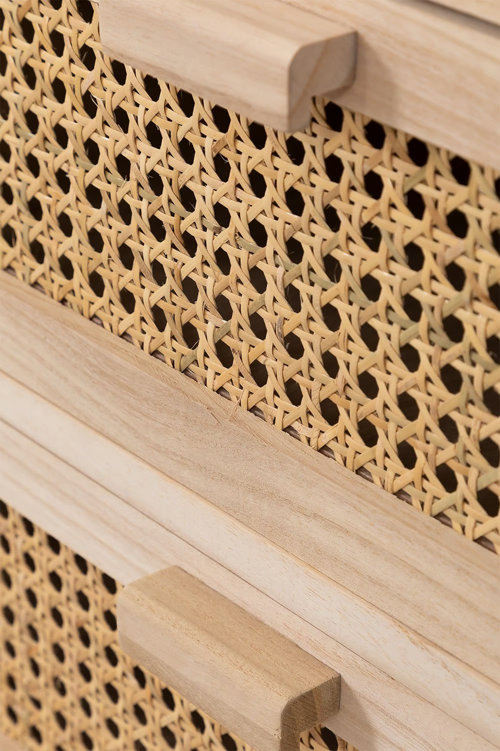 Rattan & Mango Wood Bedside Table with Drawers | Wooden Bedside Table -Agnes - Akway Furniture > Bedside Tables (Image 5)