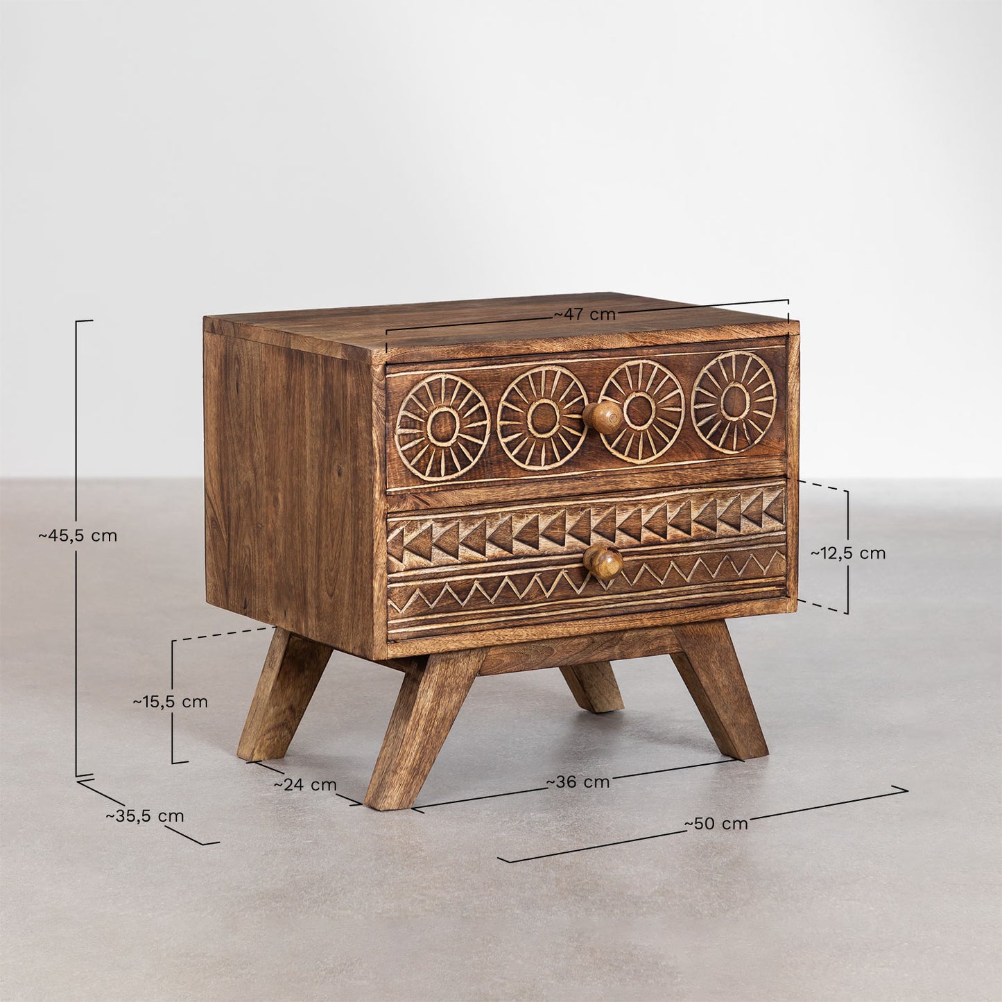 Mango Wood Bedside Table | Wooden Bedside Table - Tyler - Akway