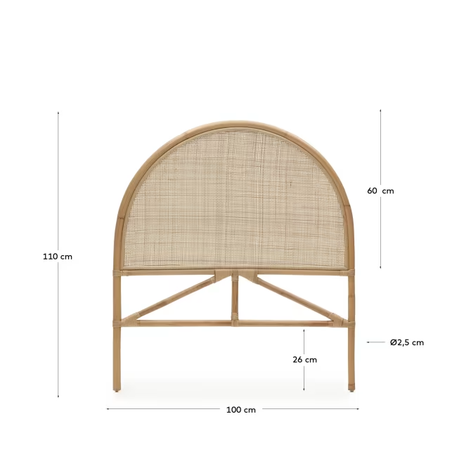 Rattan Headboard For Kids Bed | Cane Headboard | Wicker Headboard - Petra - Image 4