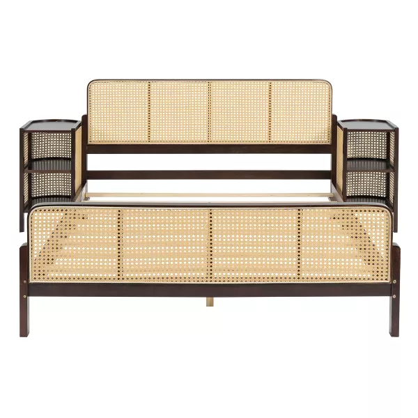 Solid Wood Rattan Bed For Bedroom | Cane Bed For Home - Aanya - Akway Bedroom > Beds & Bed Frames (Image 3)