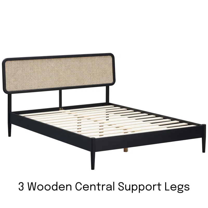 Solid Wood Rattan Bed For Bedroom | Cane Bed For Home -Alani - Akway Bedroom > Beds & Bed Frames (Image 4)