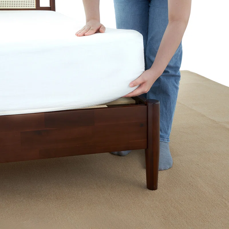 Solid Wood Rattan Bed For Bedroom | Cane Bed For Home -Amara - Akway Bedroom > Beds & Bed Frames (Image 4)