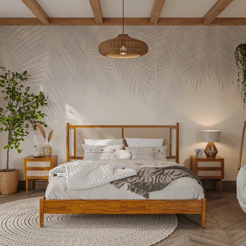 Solid Wood Rattan Bed For Bedroom | Cane Bed For Home -Amara - Akway Bedroom > Beds & Bed Frames (Image 8)
