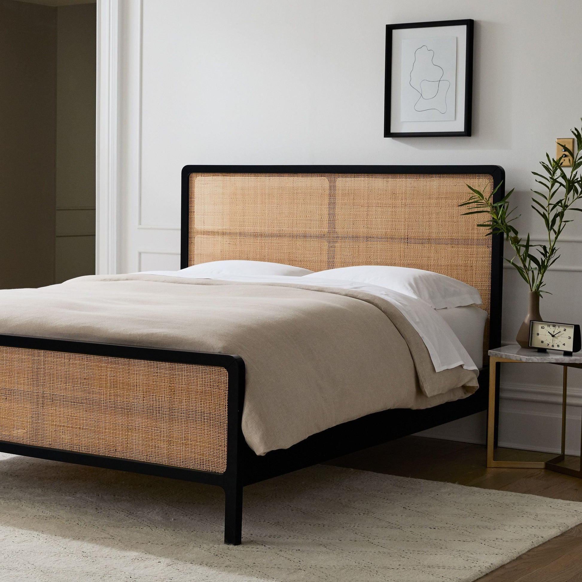 Solid Wood Rattan Bed For Bedroom | Cane Bed For Home -Khushi - Akway Bedroom > Beds & Bed Frames (Image 2)