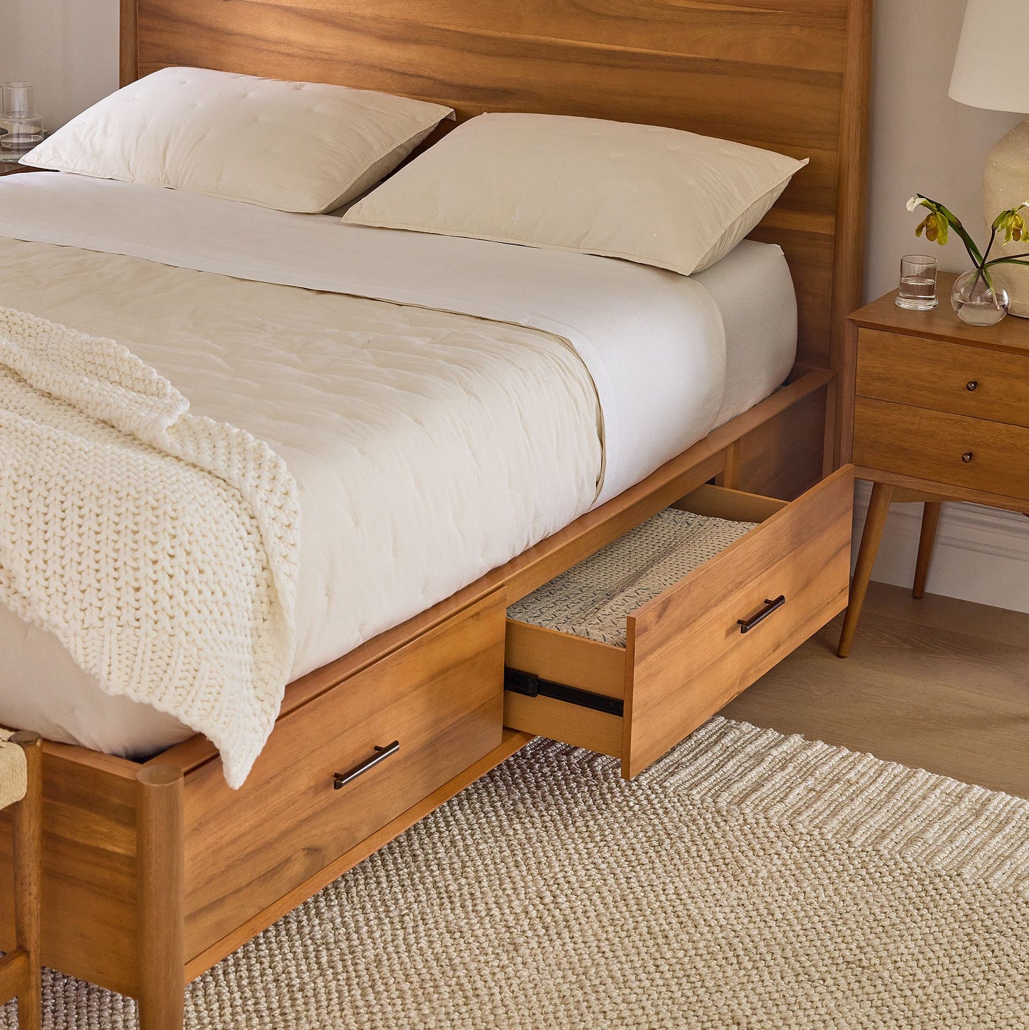 Solid Wood Rattan Bed For Bedroom | Cane Bed For Home -Adhya - Akway Bedroom > Beds & Bed Frames (Image 2)