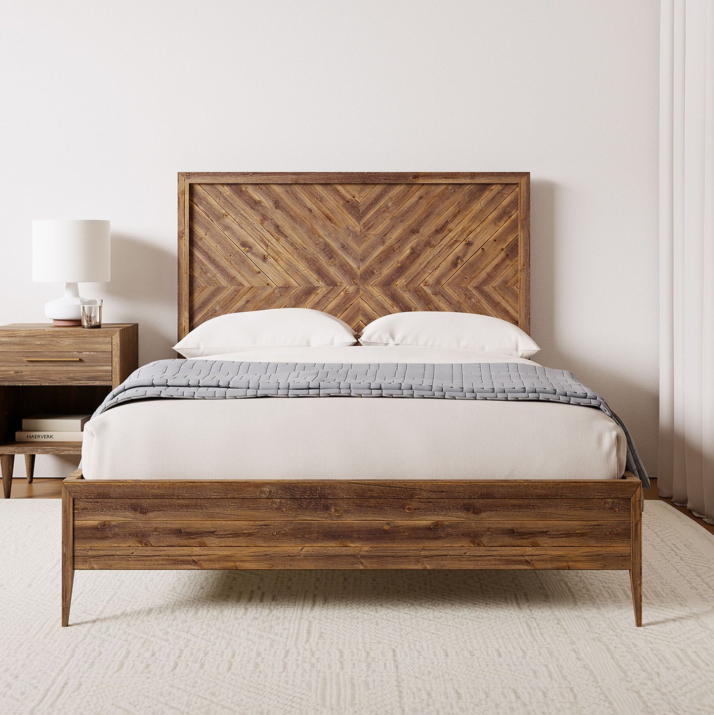 Solid Wood Rattan Bed For Bedroom | Cane Bed For Home -Mehar - Akway Bedroom > Beds & Bed Frames (Image 1)