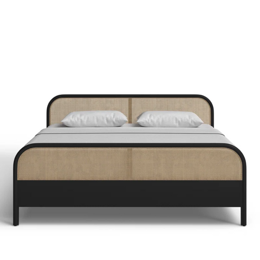 Solid Wood Rattan Bed For Bedroom | Cane Bed For Home -Tiya - Akway Bedroom > Beds & Bed Frames (Image 2)