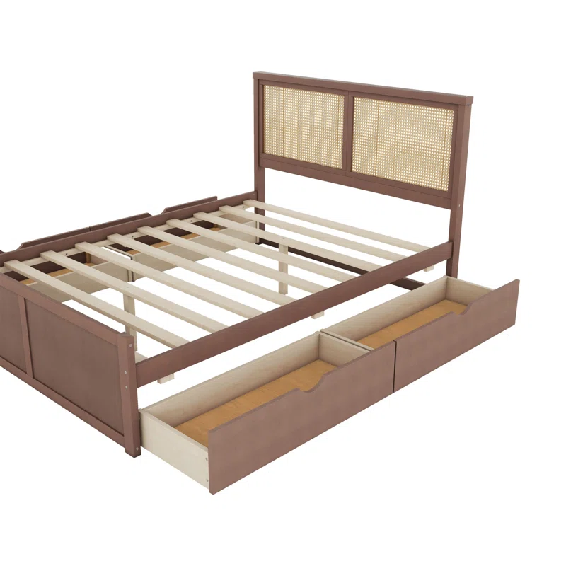 Solid Wood Rattan Bed For Bedroom | Cane Bed For Home -Divya - Akway Bedroom > Beds & Bed Frames (Image 2)