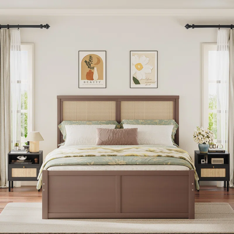 Solid Wood Rattan Bed For Bedroom | Cane Bed For Home -Divya - Akway Bedroom > Beds & Bed Frames (Image 6)