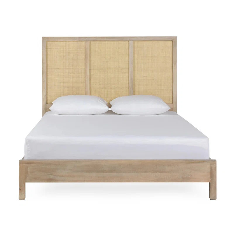 Solid Wood Rattan Bed For Bedroom | Cane Bed For Home -Alexis - Akway