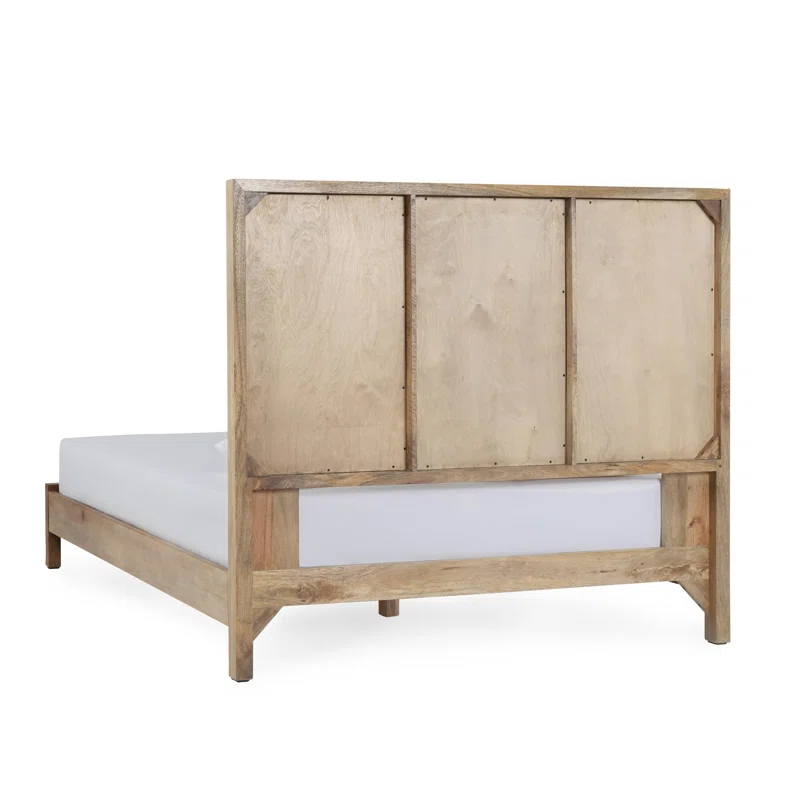 Solid Wood Rattan Bed For Bedroom | Cane Bed For Home -Alexis - Akway