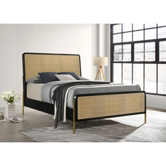Solid Wood Rattan Bed For Bedroom | Cane Bed For Home -Akalya - Akway Bedroom > Beds & Bed Frames (Image 1)