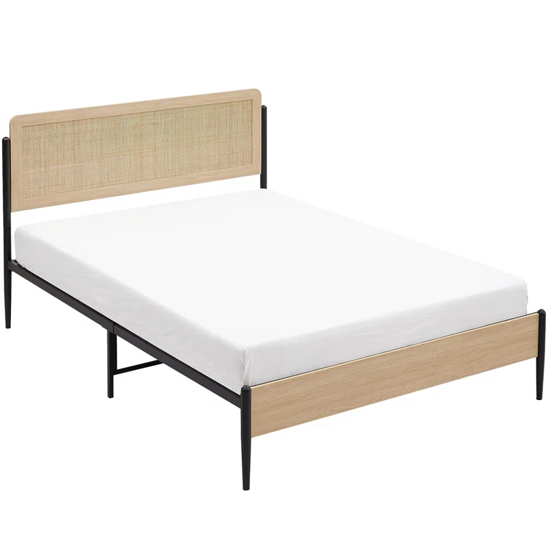 Solid Wood Rattan Bed For Bedroom | Cane Bed For Home -Dahlia - Akway Bedroom > Beds & Bed Frames (Image 2)