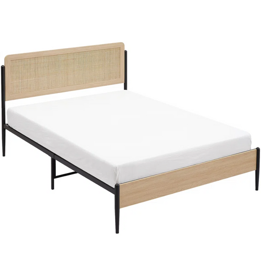 Solid Wood Rattan Bed For Bedroom | Cane Bed For Home -Dahlia - Akway Bedroom > Beds & Bed Frames (Image 2)