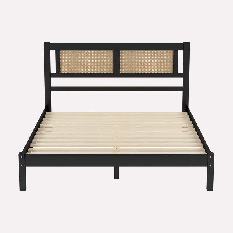 Solid Wood Rattan Bed For Bedroom | Cane Bed For Home -Arhaan - Akway Bedroom > Beds & Bed Frames (Image 5)