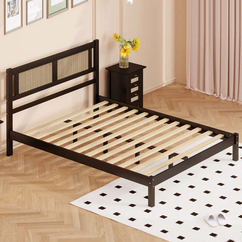 Solid Wood Rattan Bed For Bedroom | Cane Bed For Home -Arhaan - Akway Bedroom > Beds & Bed Frames (Image 6)