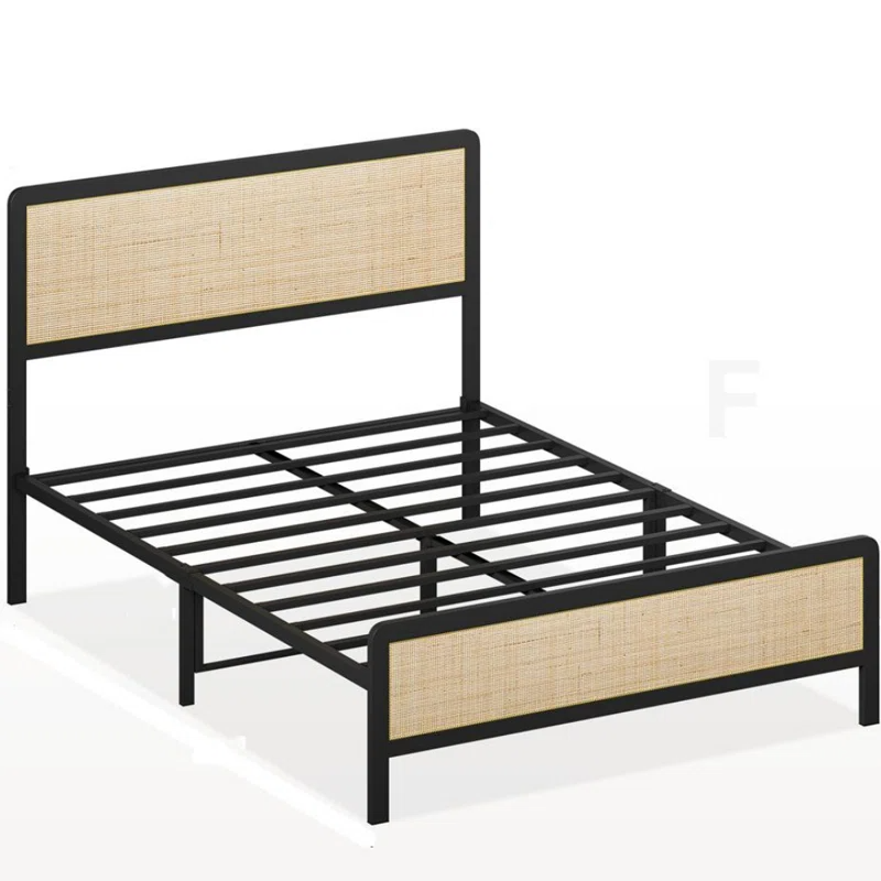 Solid Wood Rattan Bed For Bedroom | Cane Bed For Home -Lakit - Akway Bedroom > Beds & Bed Frames (Image 2)
