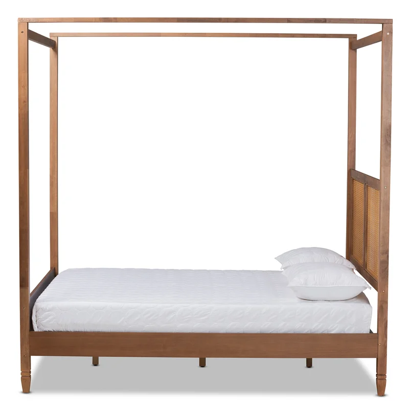 Solid Wood Rattan Bed For Bedroom | Cane Bed For Home -Navita - Akway
