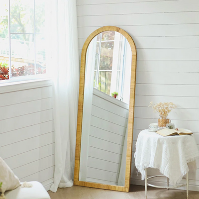 Bamboo Floor Mirror for living room | Cane Floor Mirror | Rattan Mirror -Viraj - Akway Uncategorized (Image 1)