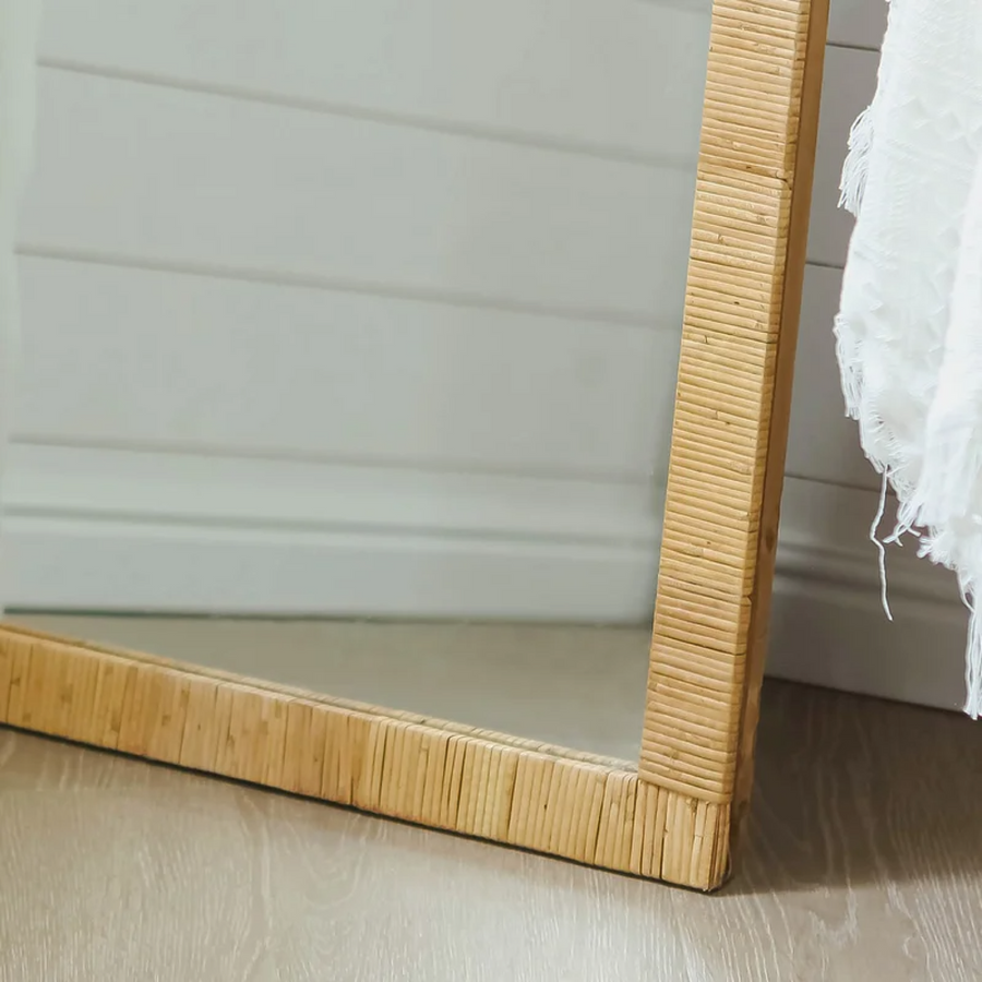 Bamboo Floor Mirror for living room | Cane Floor Mirror | Rattan Mirror -Viraj - Akway Uncategorized (Image 3)