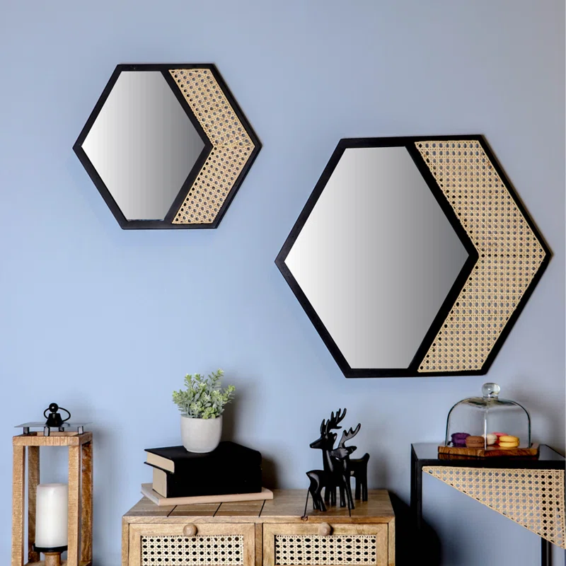 Bamboo Wall Mirror for living room | Cane Wall Mirror | Rattan Mirror -Sadhvi - Akway Uncategorized (Image 4)