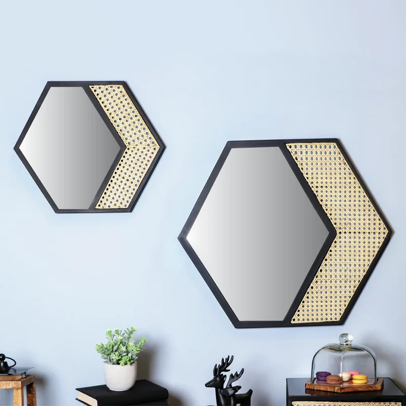 Bamboo Wall Mirror for living room | Cane Wall Mirror | Rattan Mirror -Sadhvi - Akway Uncategorized (Image 5)