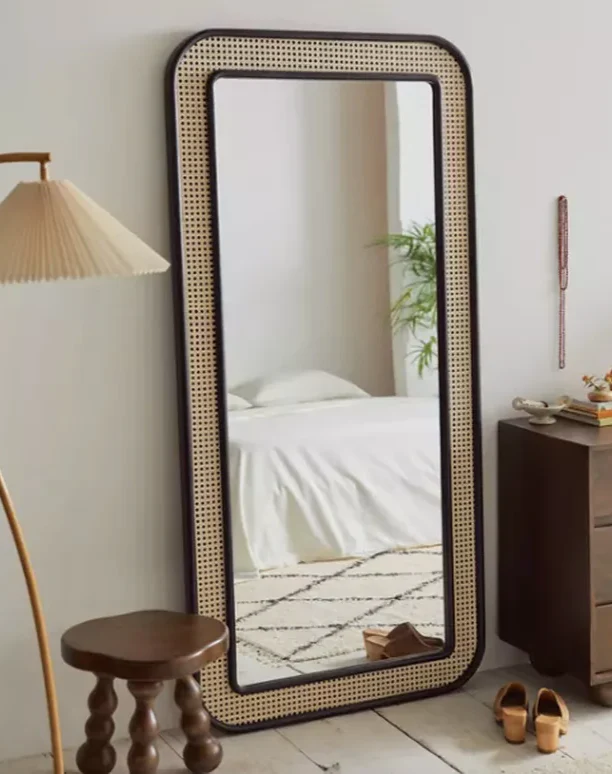 Bamboo Wall Mirror for living room | Cane Wall Mirror | Rattan Mirror -Akriti - Akway Uncategorized (Image 2)