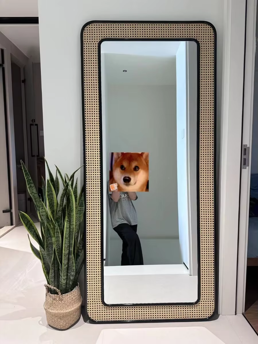 Bamboo Wall Mirror for living room | Cane Wall Mirror | Rattan Mirror -Abhaya - Akway Uncategorized (Image 3)