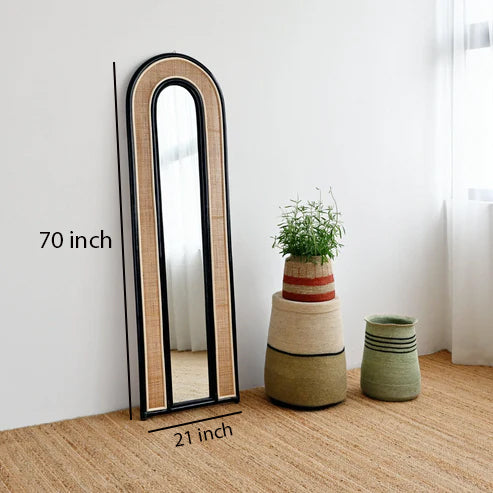 Bamboo Wall Mirror for living room | Cane Wall Mirror | Rattan Mirror -Minnie - Akway Uncategorized (Image 8)