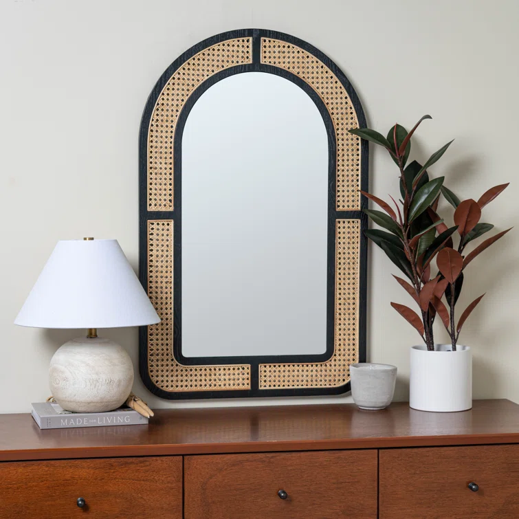Bamboo Wall Mirror for living room | Cane Wall Mirror | Rattan Mirror - James - Akway Uncategorized (Image 4)