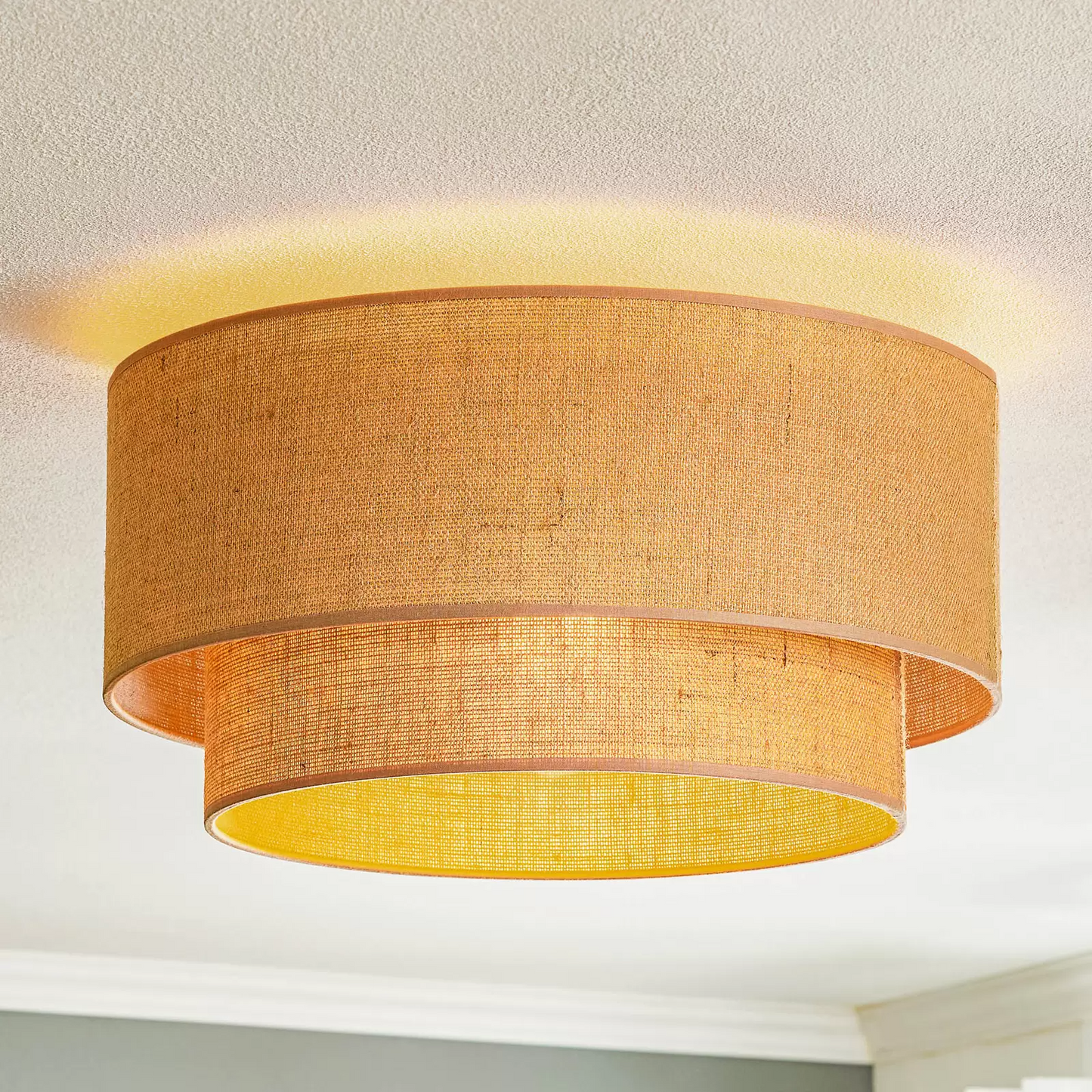 Jute Hanging lamp for Living Room | Jute Pendant light | Jute ceiling light -Tamish - Akway Lighting -> Pendant Lamp (Image 1