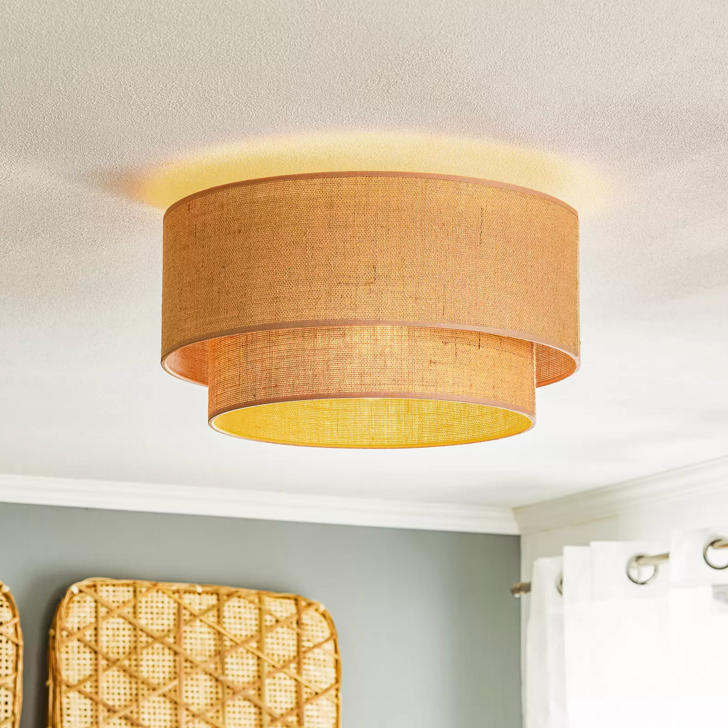 Jute Hanging lamp for Living Room | Jute Pendant light | Jute ceiling light -Tamish - Akway Lighting -> Pendant Lamp (Image 2