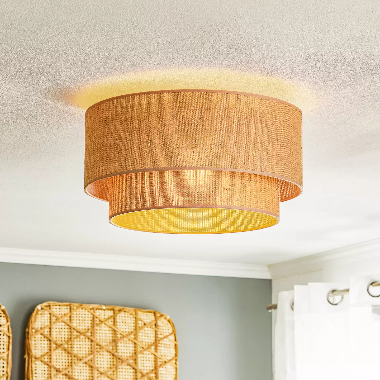 Jute Hanging lamp for Living Room | Jute Pendant light | Jute ceiling light -Tamish - Akway Lighting -> Pendant Lamp (Image 2