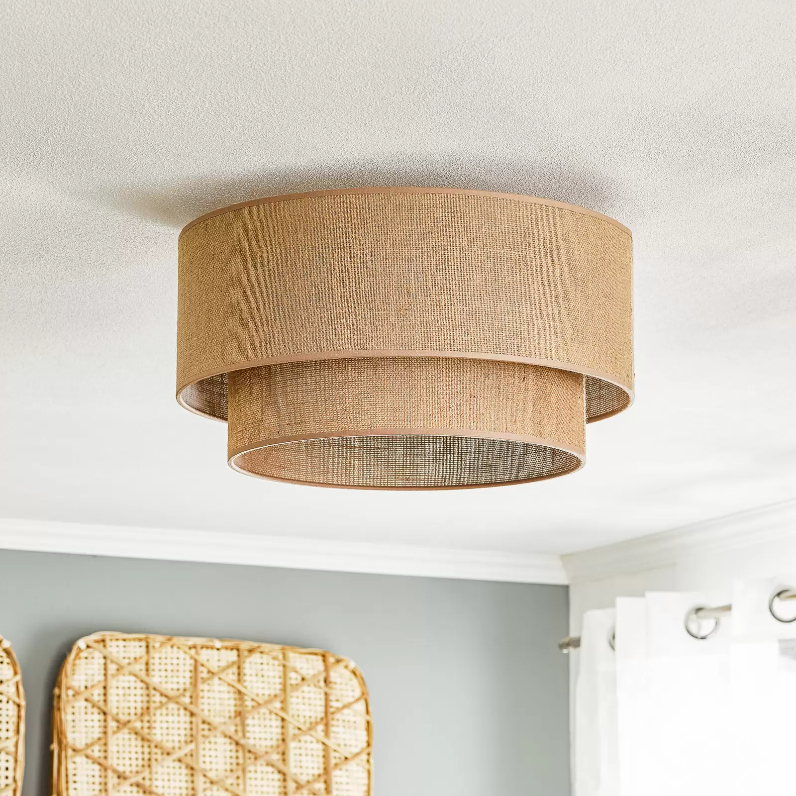 Jute Hanging lamp for Living Room | Jute Pendant light | Jute ceiling light -Tamish - Akway Lighting -> Pendant Lamp (Image 3