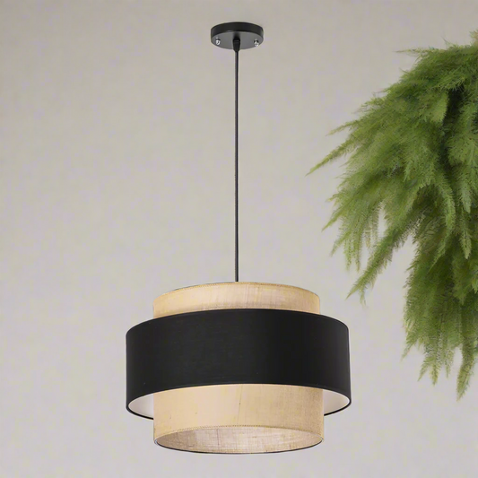 Jute Hanging lamp for Living Room | Jute Pendant light | Jute ceiling light -Disha - Akway Lighting -> Pendant Lamp (Image 1)
