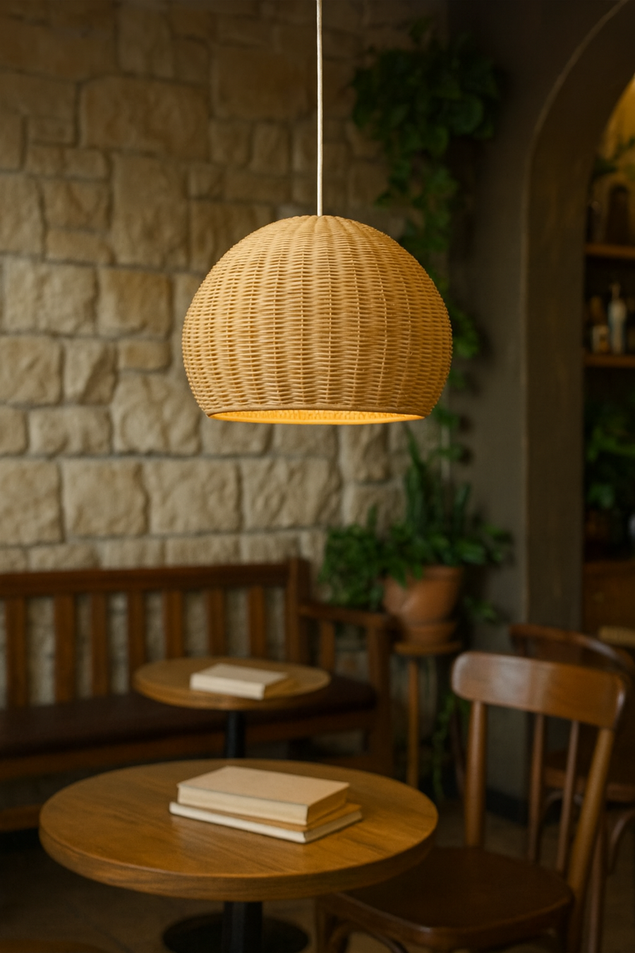 Bamboo Pendant Light for Living Room 30cm - Alecto by Akway