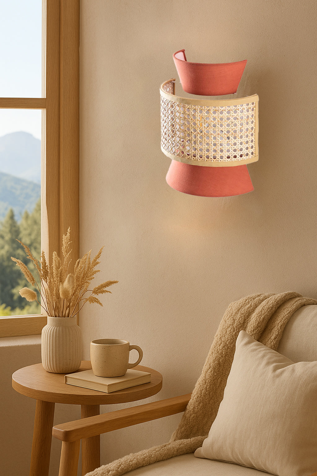 Bamboo Wall lamp for Living Room | Rattan Pendant light |Cane Webbing Wall Lamps-Aleksandra