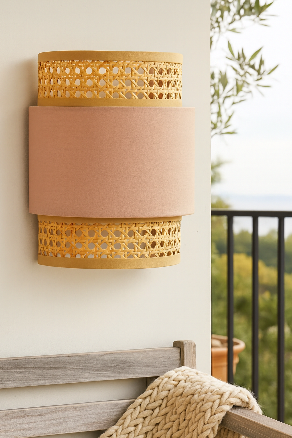 Bamboo Wall lamp for Living Room | Rattan Pendant light | Cane Webbing Wall Lamps- Alice by Akway - Image 6