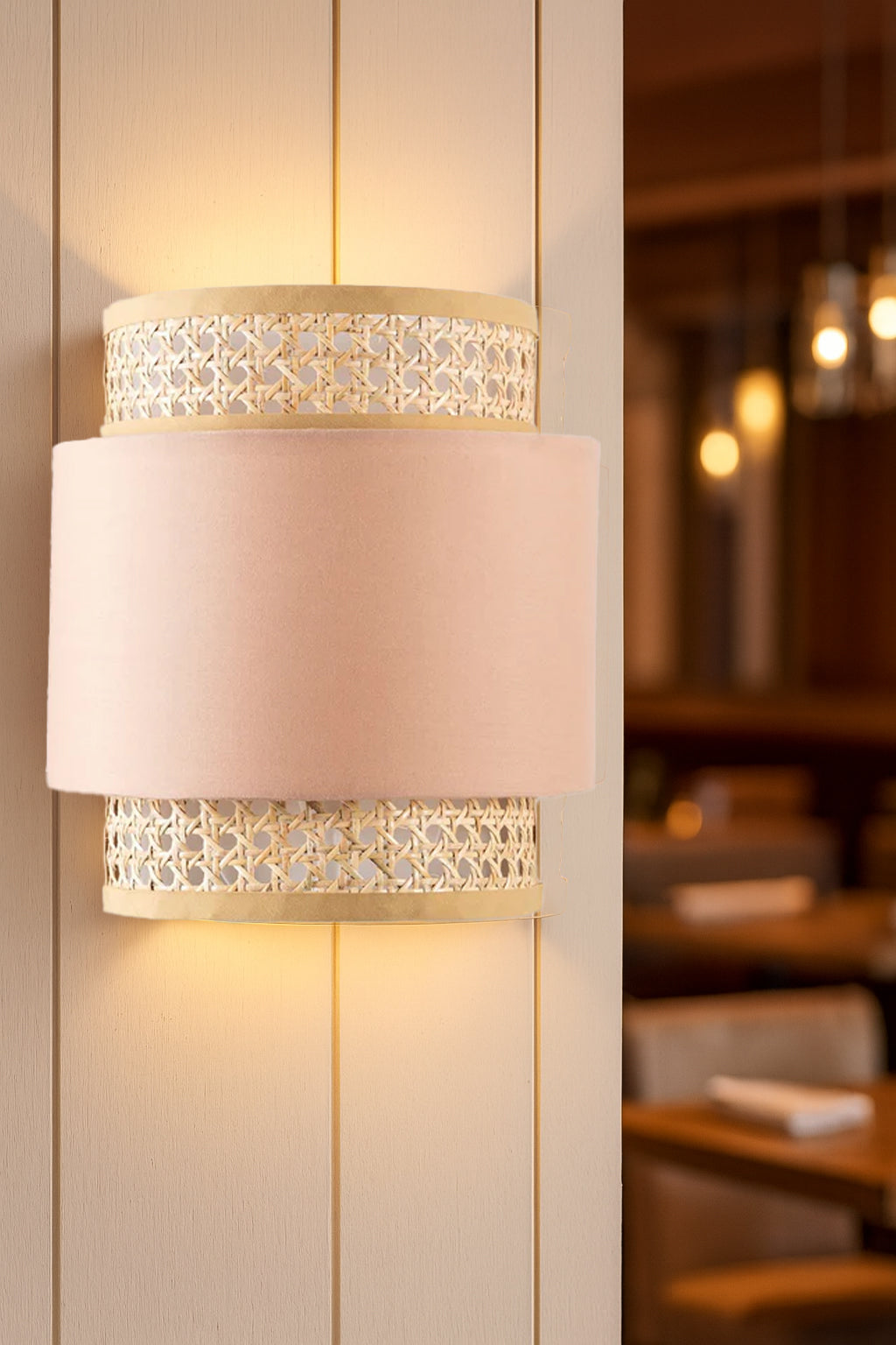 Bamboo Wall lamp for Living Room | Rattan Pendant light | Cane Webbing Wall Lamps- Alice by Akway - Image 2