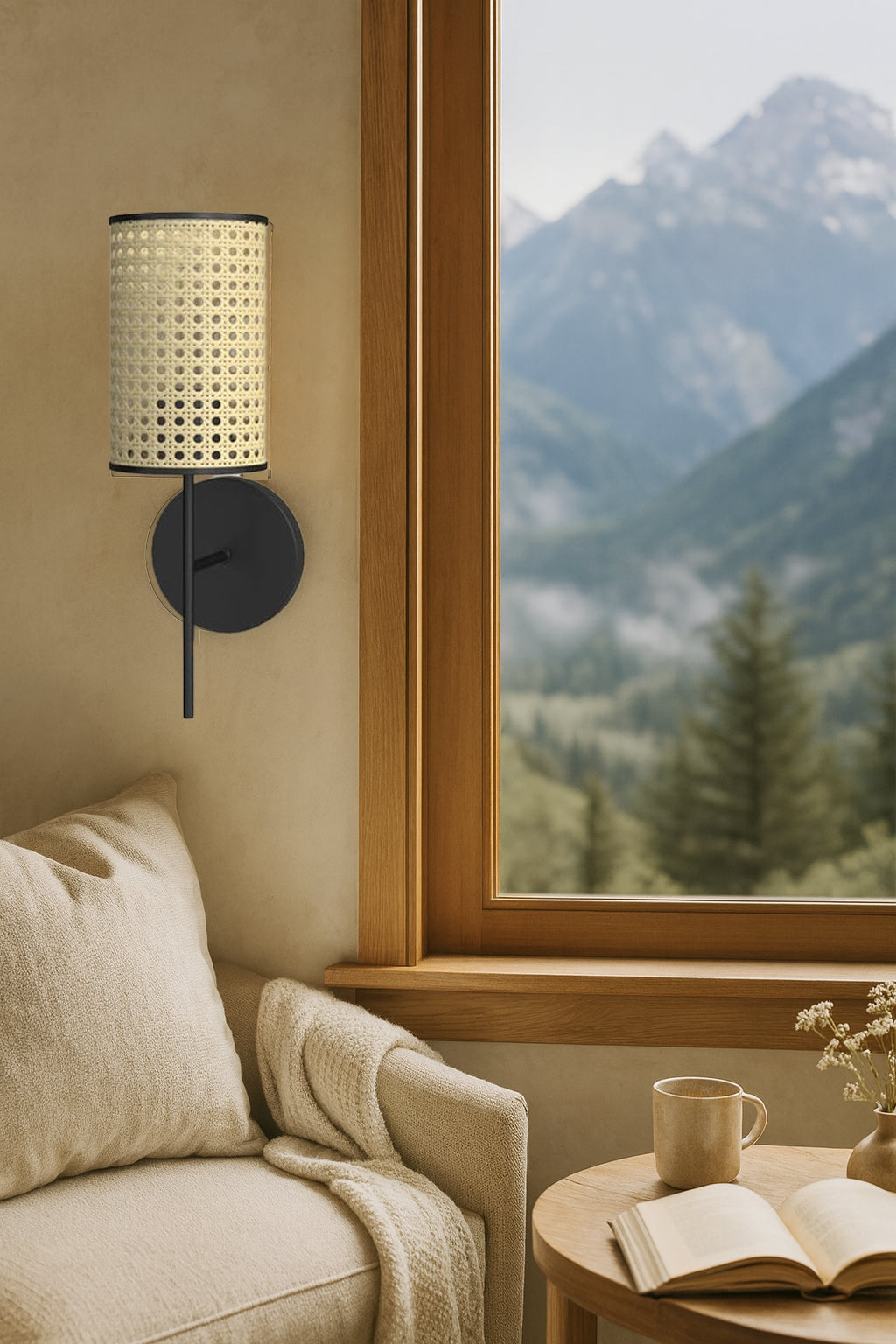 Bamboo Wall lamp for Living Room | Rattan Pendant light |Cane Webbing Wall Lamps- Alletta